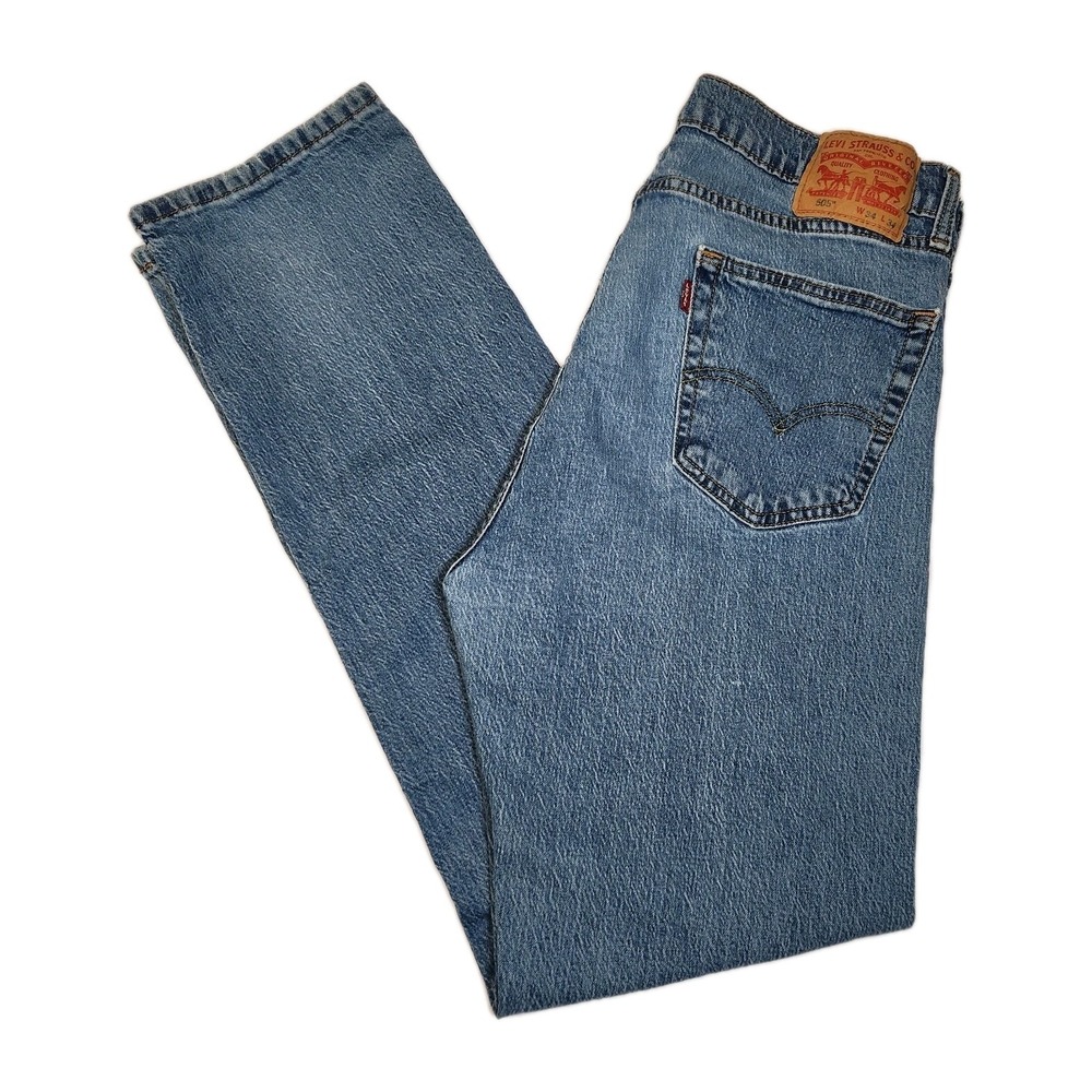 Levi's 505 Jeans Light Wash Straight Leg Regular Fit Denim Mens 34x34